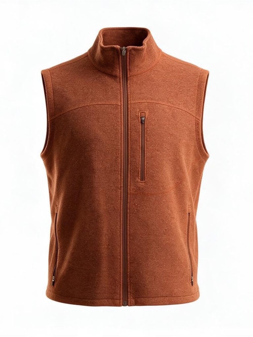 ibex Rust Zip-Up Fleece Vest - Men’s Merino Wool